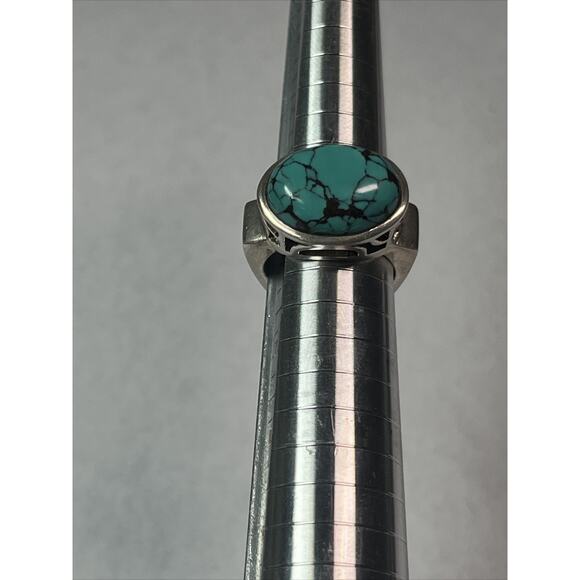 vintage silpada sterling silver 925 Square Pinky Ring Faux Oval Turquoise Size 6 - Picture 8 of 13